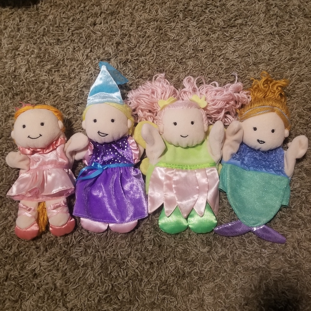 2006 Manhattan Toy Plush Ballerina, Princess, Fairy, and Mermaid Puppets